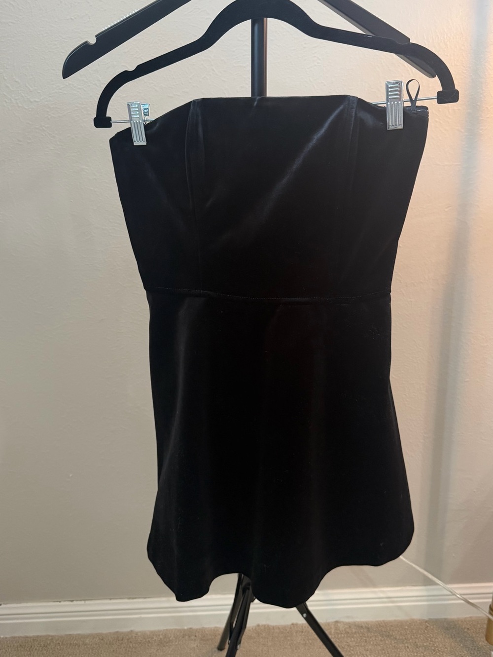 ZARA Strapless Black Velvet Mini Dress